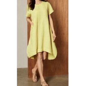 NWT Bryn Walker Swallowtail Linen Marina Midi  Dress Women's Size 2X Yellow